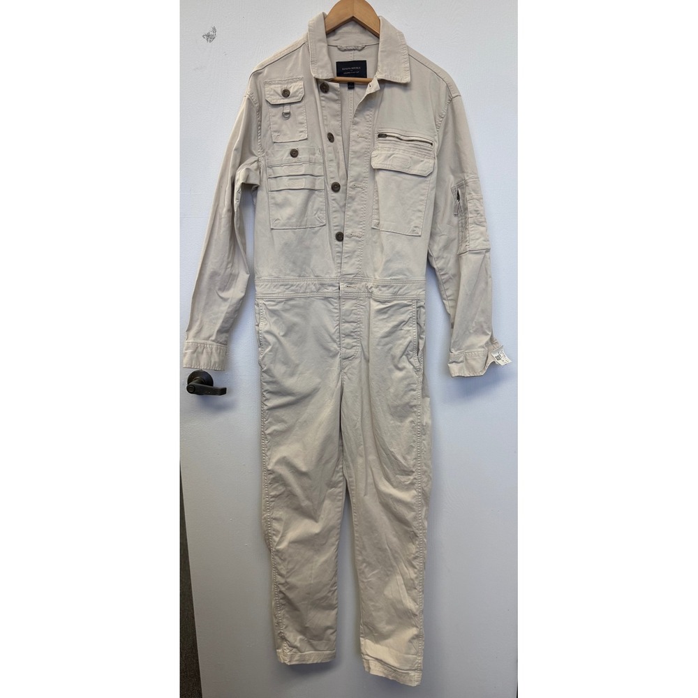 Banana Republic Heritage Flight Suit Khaki Tan Cotton Utility Jumpsuit Mens M